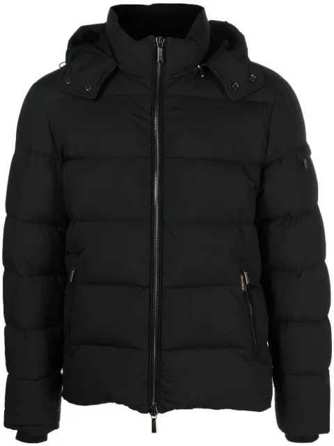 Moorer padded zip-up hooded down jacket