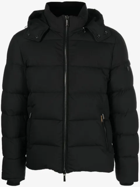 Moorer padded zip-up hooded down jacket