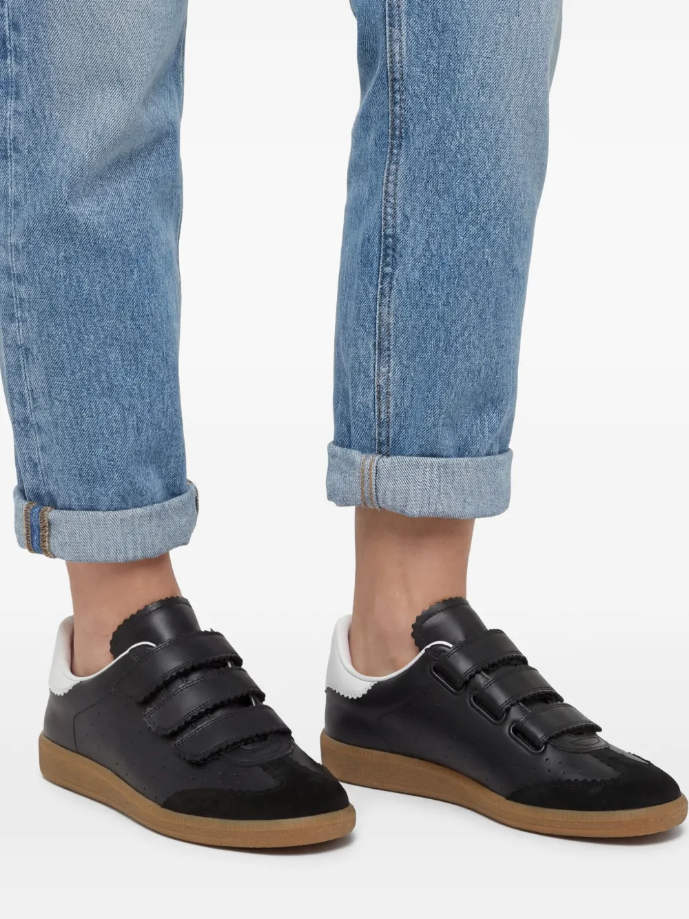 ISABEL MARANT Beth Perforated touch-strap Sneakers | Black