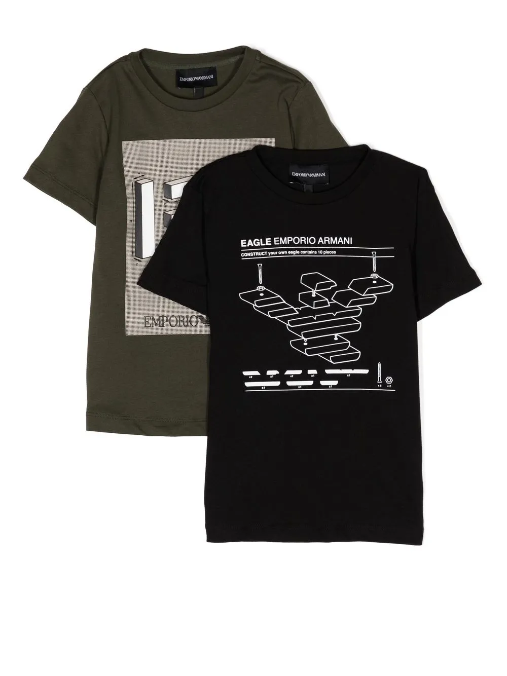 

Emporio Armani Kids two-pack graphic-print T-shirt - Green