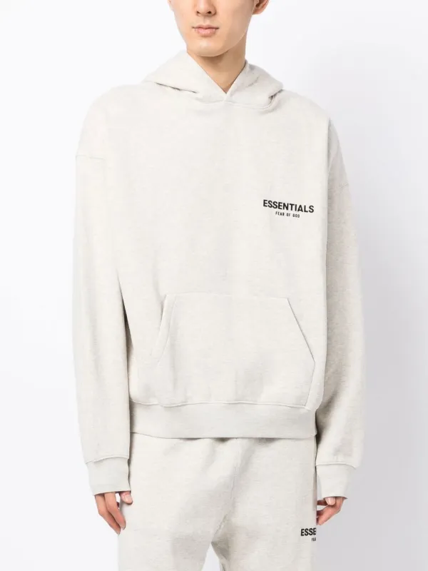 FEAR OF GOD ESSENTIALS logo-print cotton-blend Hoodie | Grey