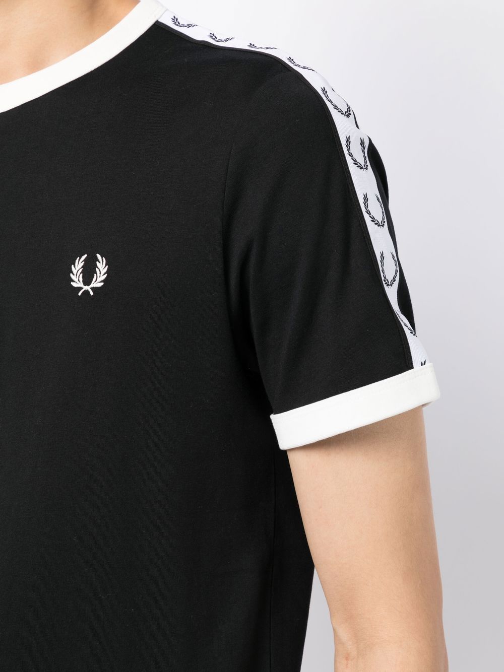 Shop Fred Perry Logo-tape Cotton T-shirt In Black