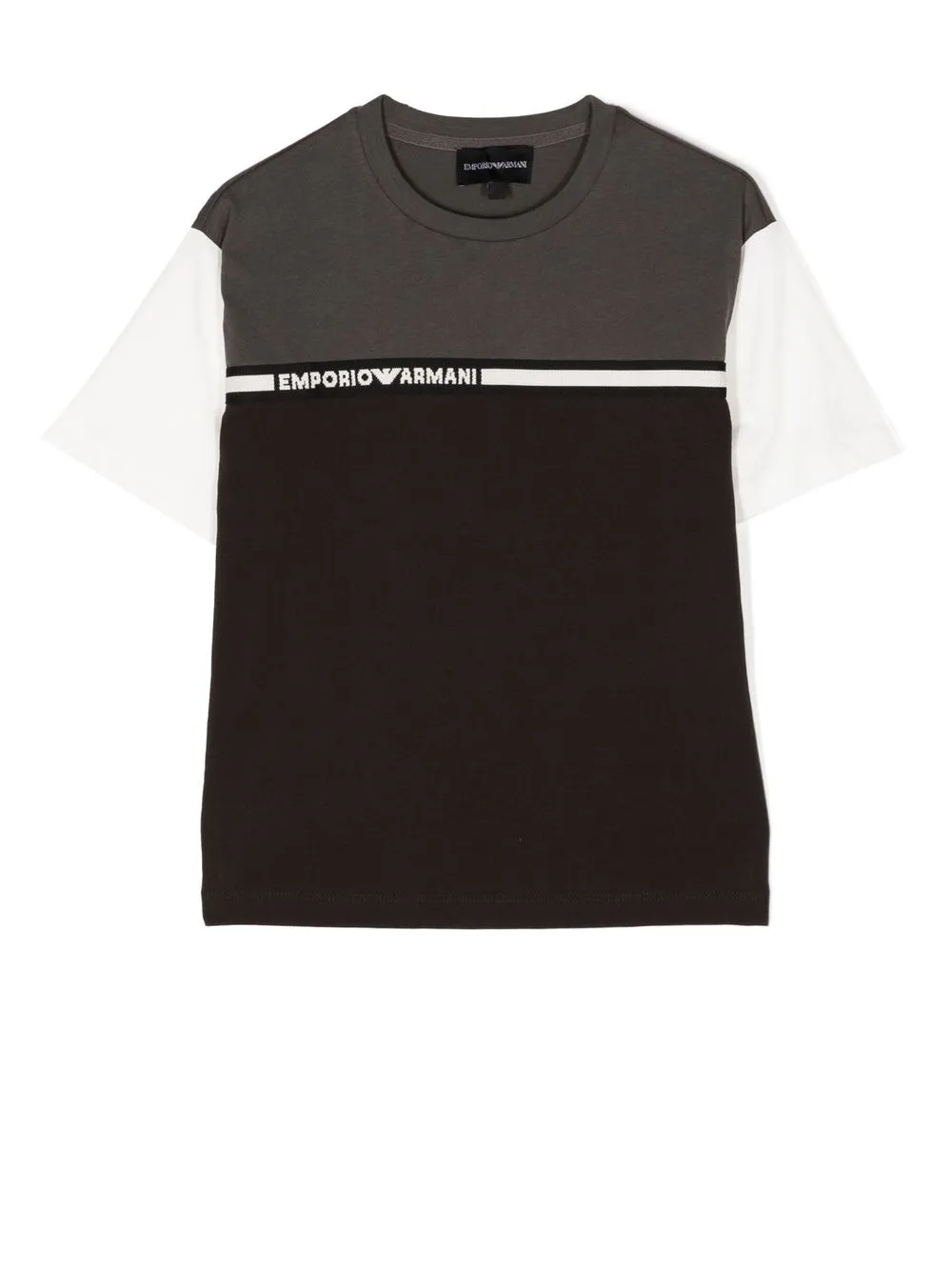 

Emporio Armani Kids logo-embroidered colour-block T-shirt - Brown