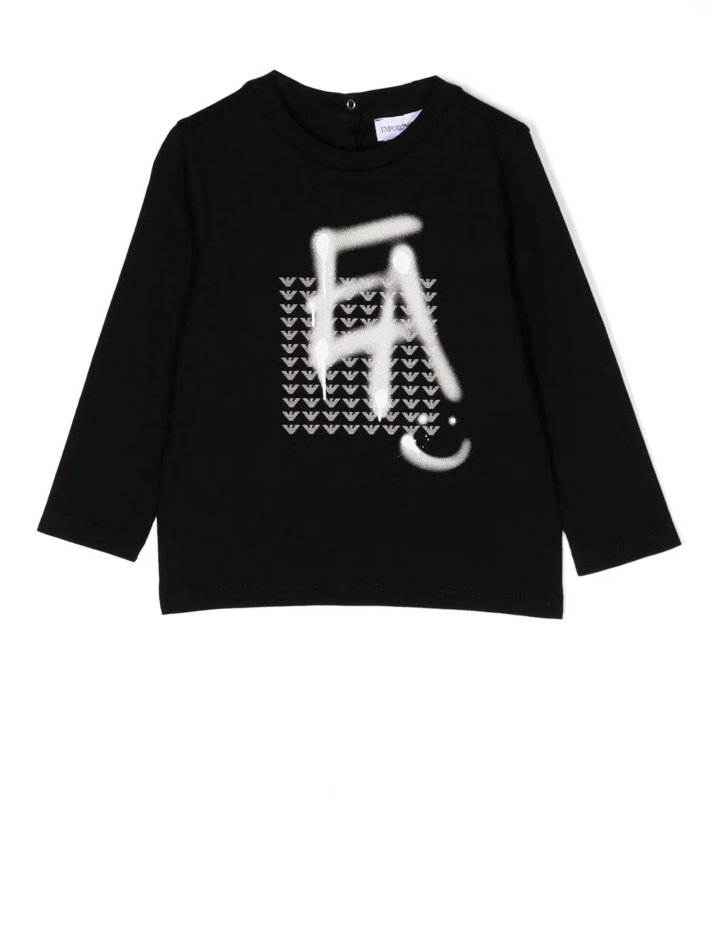 

Emporio Armani Kids spray-print long-sleeves T-shirt - Black