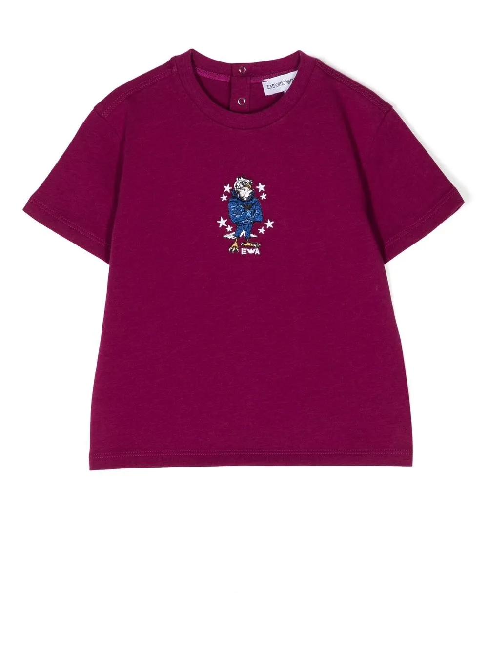 

Emporio Armani Kids owl-embroidered cotton T-shirt - Purple