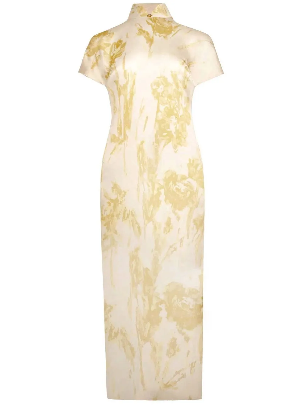 

Shanghai Tang silk graphic-print maxi qipao dress - Yellow