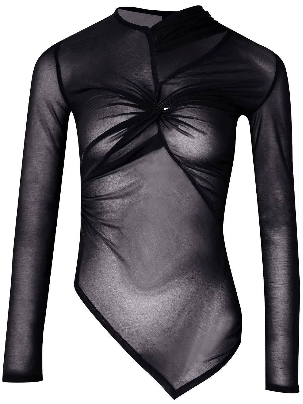 

Shanghai Tang drape-cut sheer mesh top - BLACK