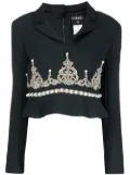 CHANEL Pre-Owned 2002 faux-pearl rhinestone embellished blazer - Black