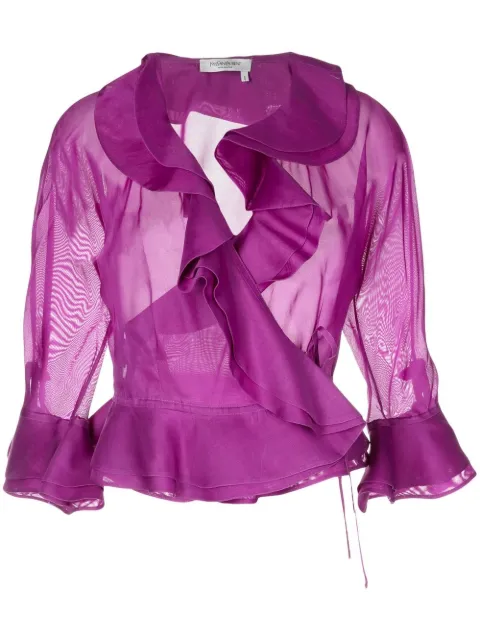 Saint Laurent Pre-Owned three-quarter length sleeves draped blouse