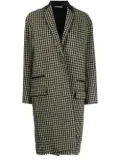 Celine Pre-Owned leather lapel houndstooth midi coat - Brown