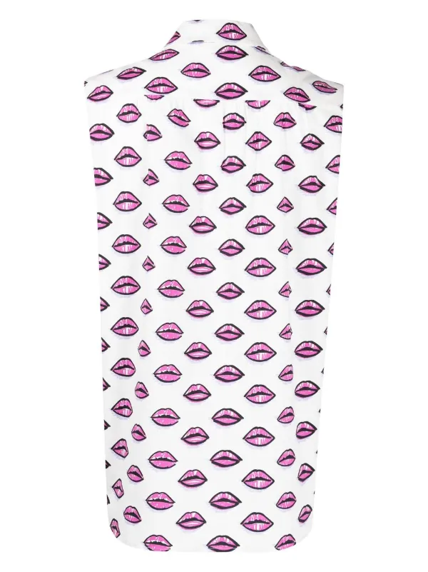 Prada Pre-Owned Kiss プリント ノースリーブシャツ | ホワイト