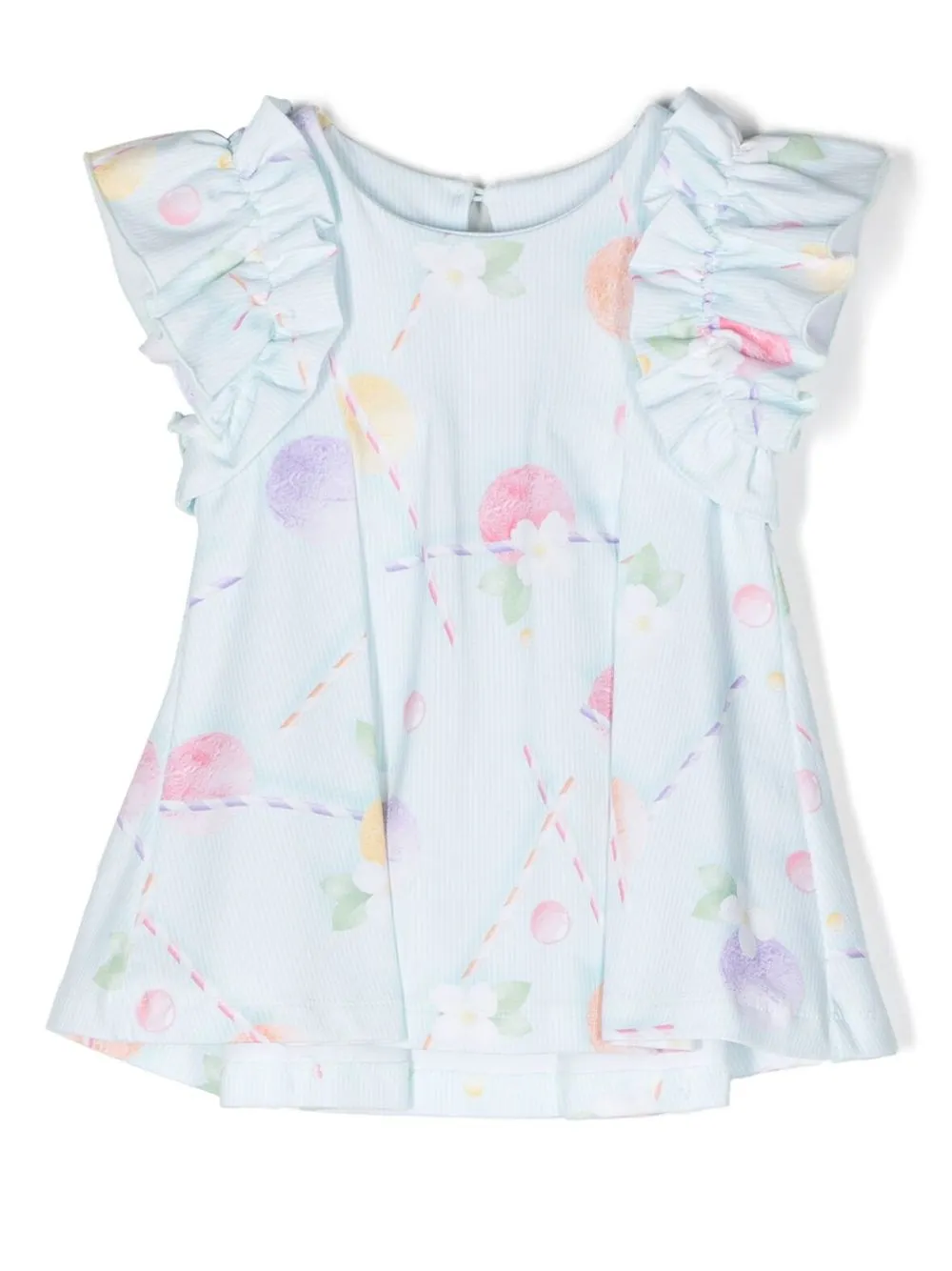 Lapin House Babies' Floral Print Ruffled Dress In Green