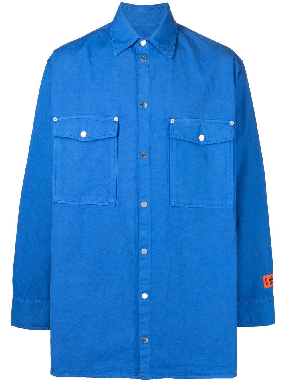Shop Heron Preston Logo-patch Button-up Shirt In Blue