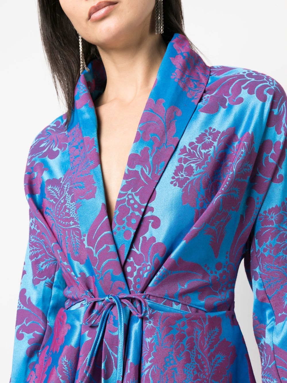 Shop Marques' Almeida Floral Print Tie-front Jacket In Blue