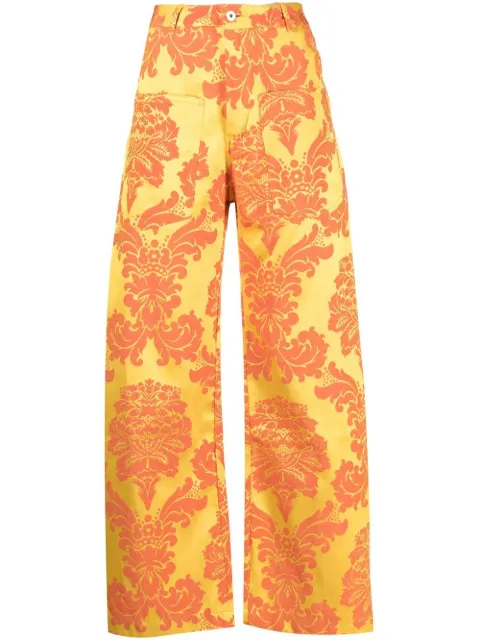 Marques'Almeida floral print wide-leg cropped trousers