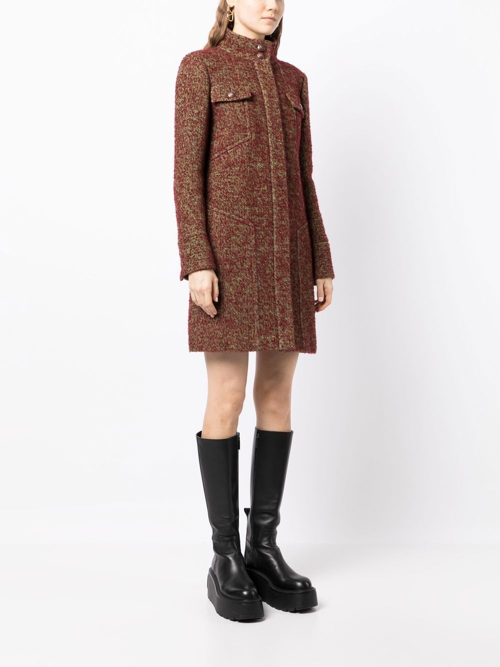 CHANEL stand-up collar boucle coat Women