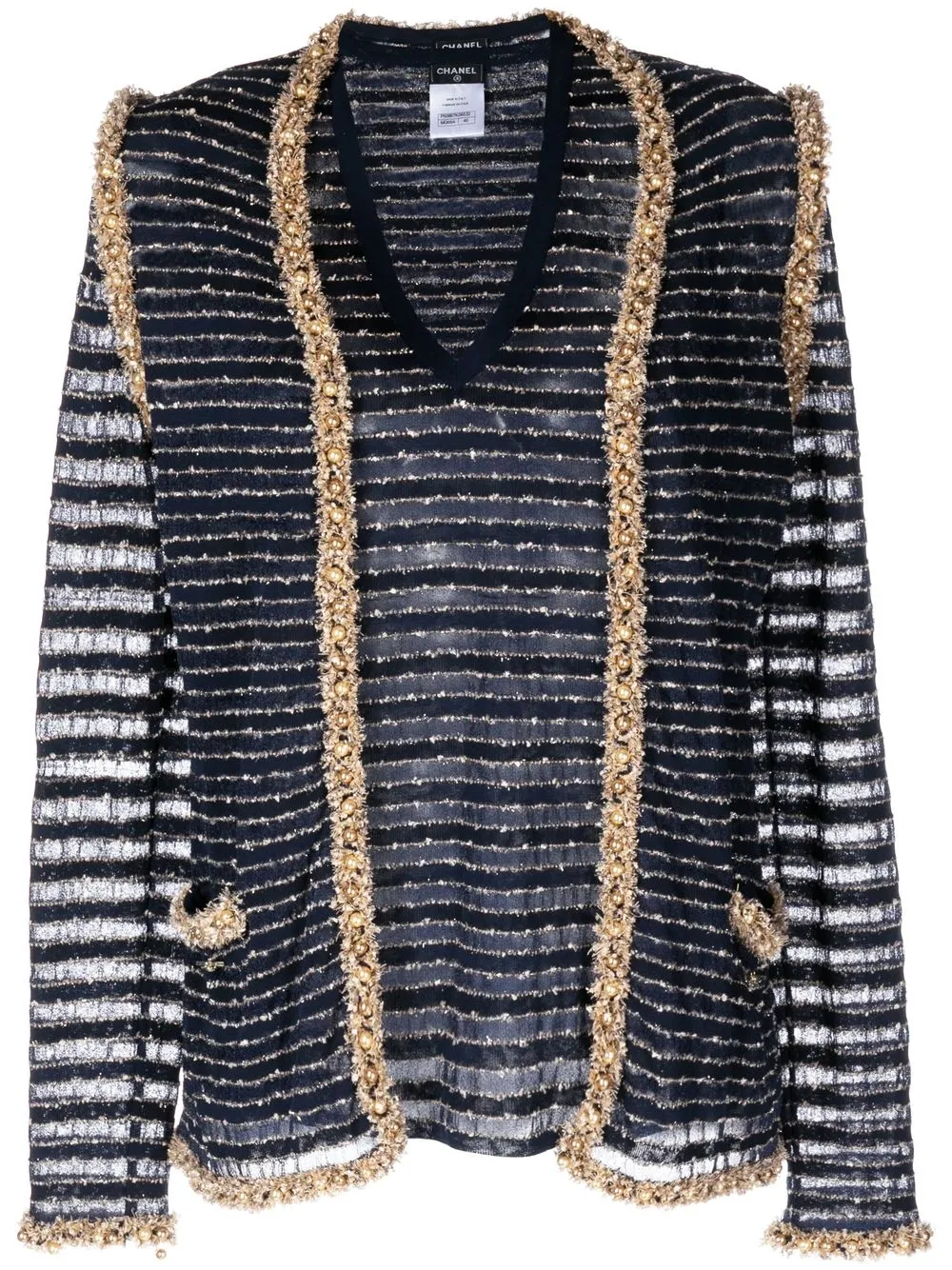 

CHANEL Pre-Owned set de top y cárdigan de tejido fino - Azul