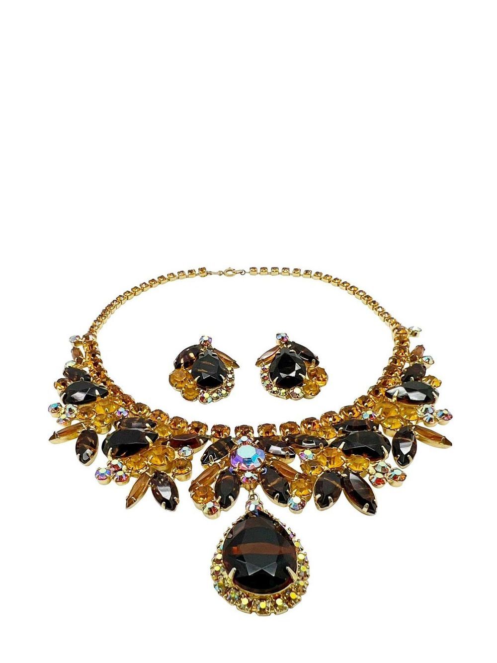 Pre-owned Jennifer Gibson 1950s Crystal Embellished Jewellery Set In Metallic