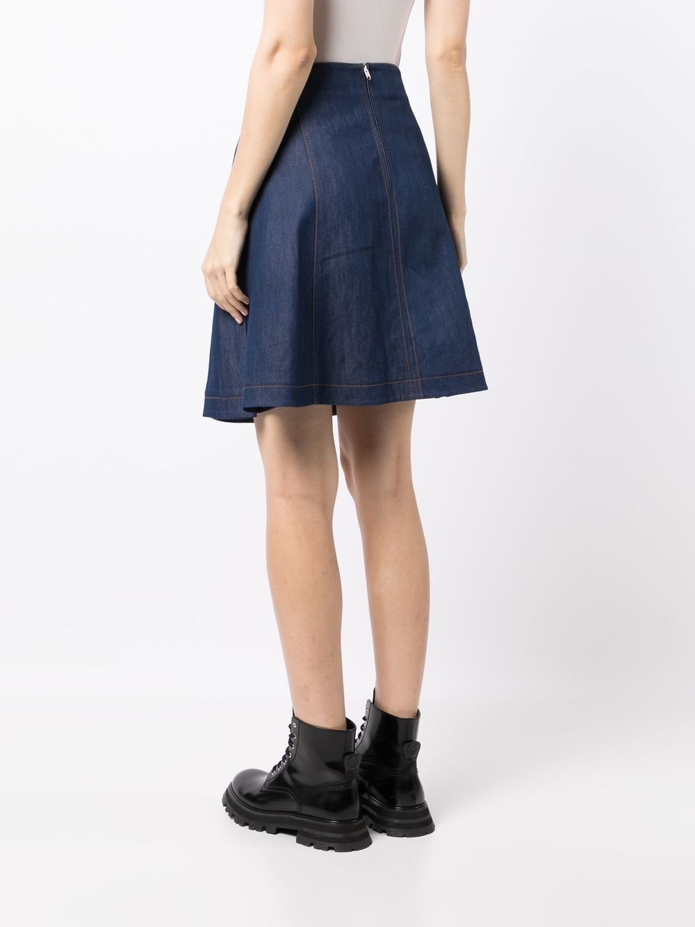 Pre-owned Balenciaga Toggle-fastened Flared Denim Skirt In Blue