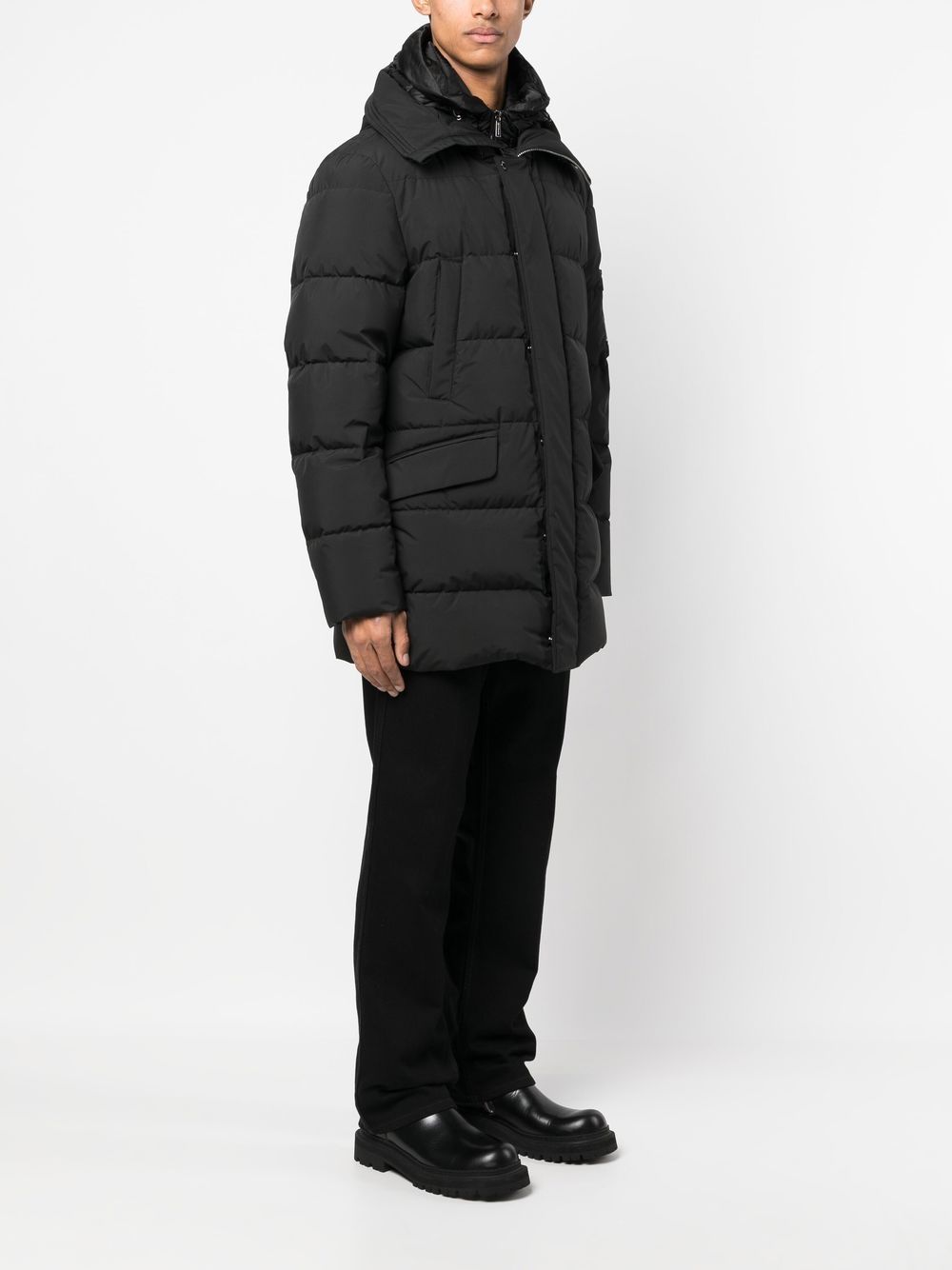 Shop Moorer Hooded Padded Coat In Black