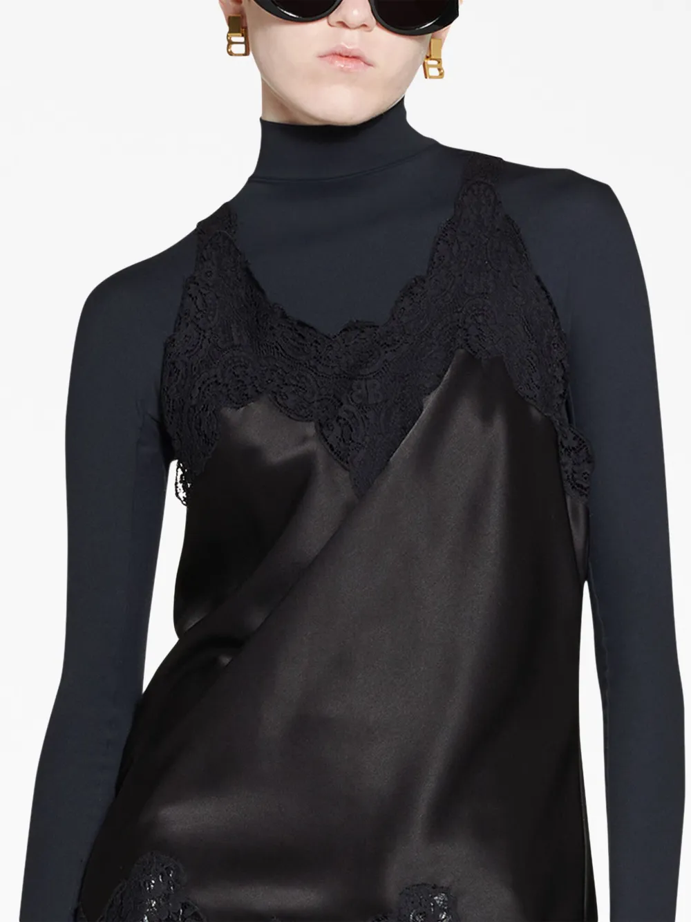 Balenciaga Lace-detail Tank Top In Black