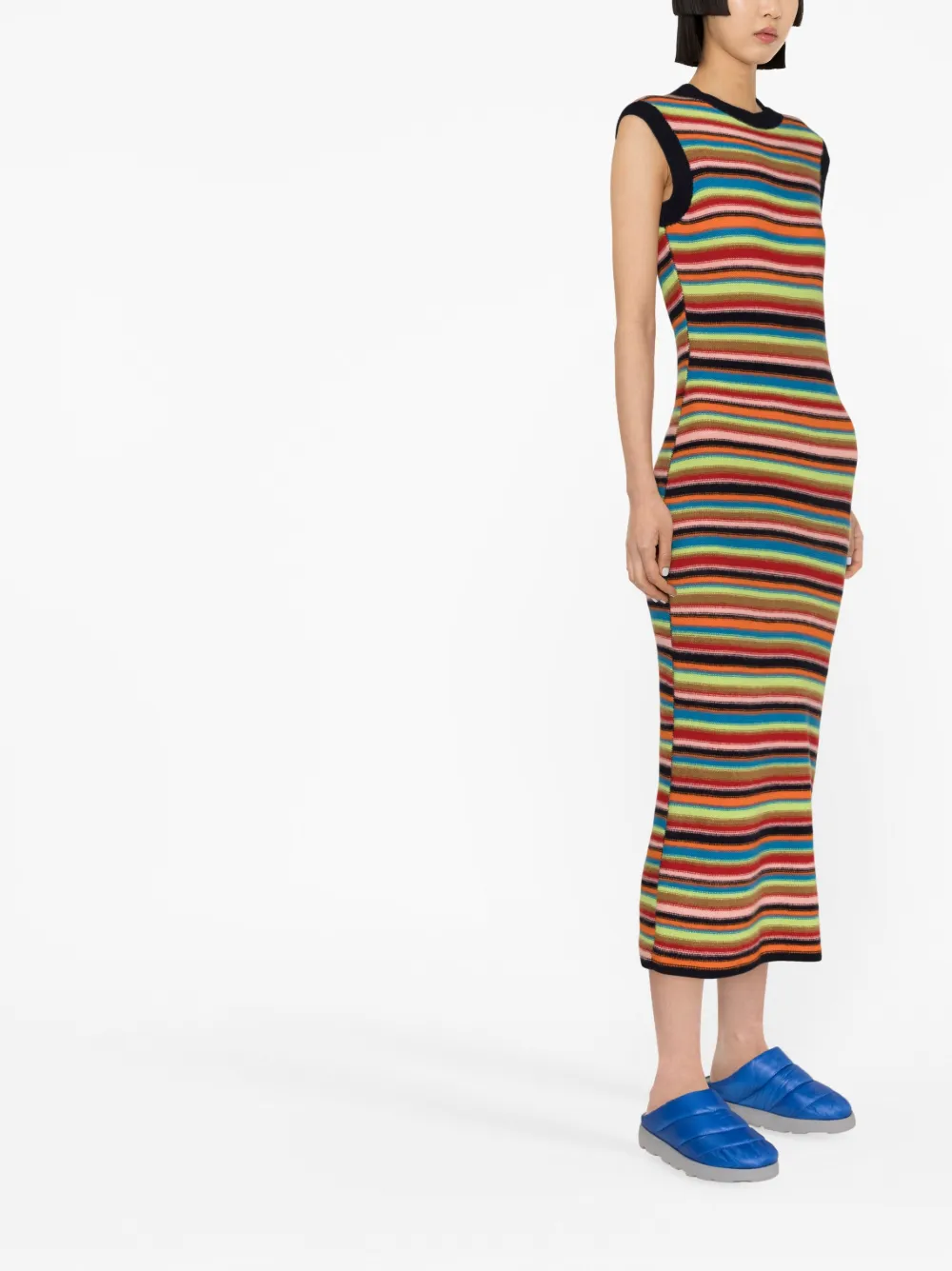 The Elder Statesman Striped Cashmere Knitted Dress Farfetch