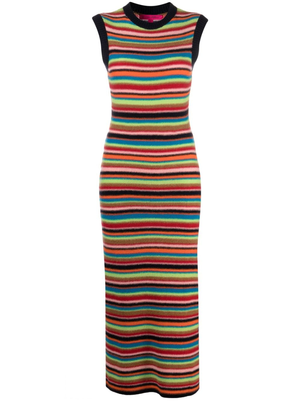 THE ELDER STATESMAN STRIPED CASHMERE KNITTED DRESS