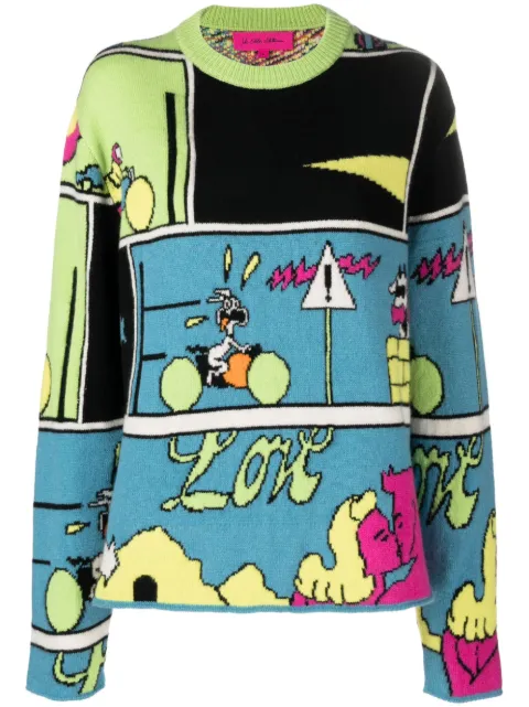 The Elder Statesman Kaschmirpullover mit grafischem Print