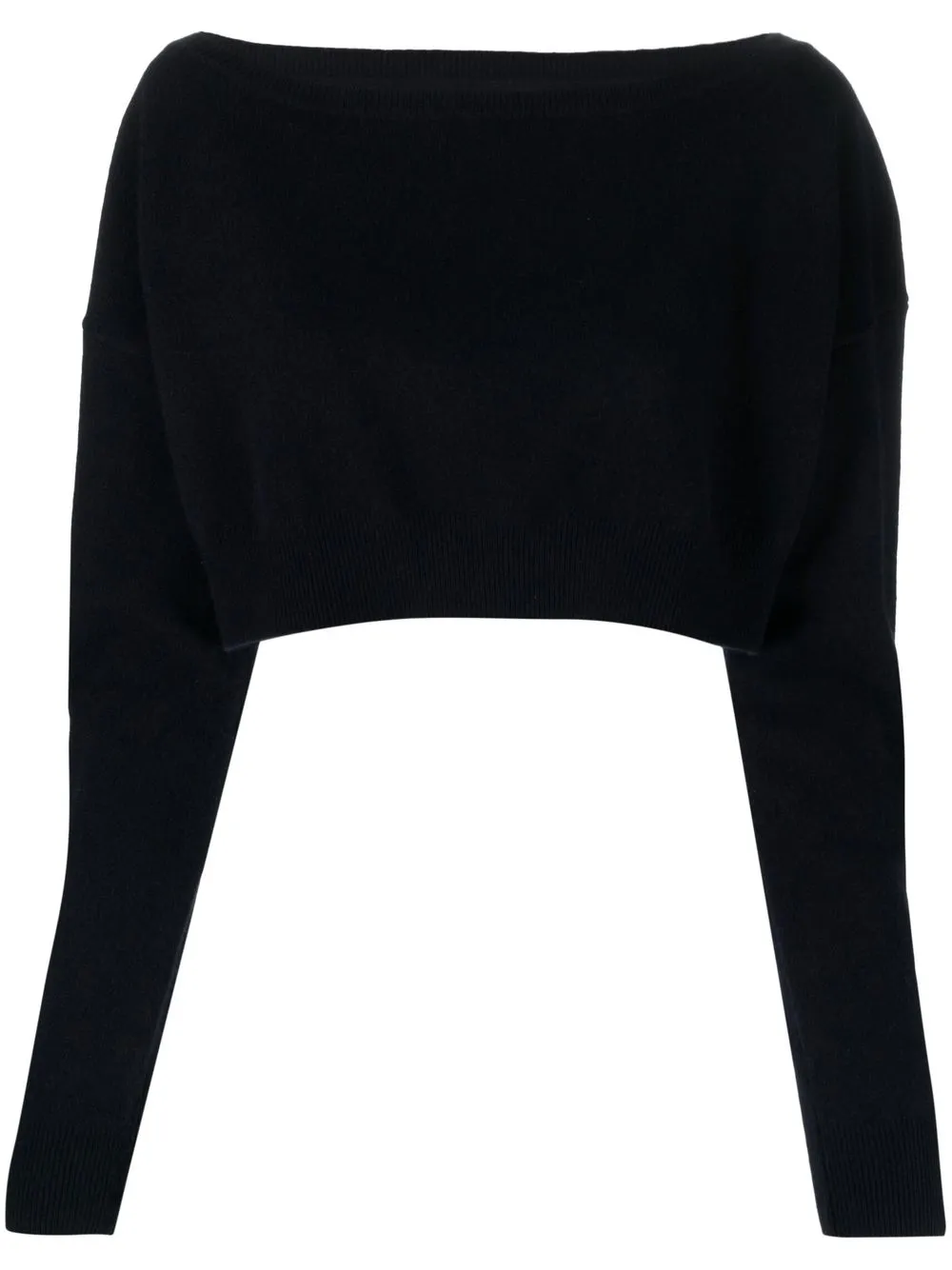 extreme cashmere off-shoulder cropped jumper