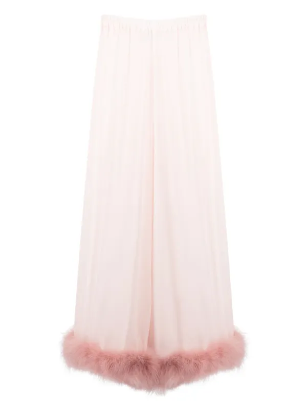 Sleeper feather trim Pyjama Trousers Pink FARFETCH CA