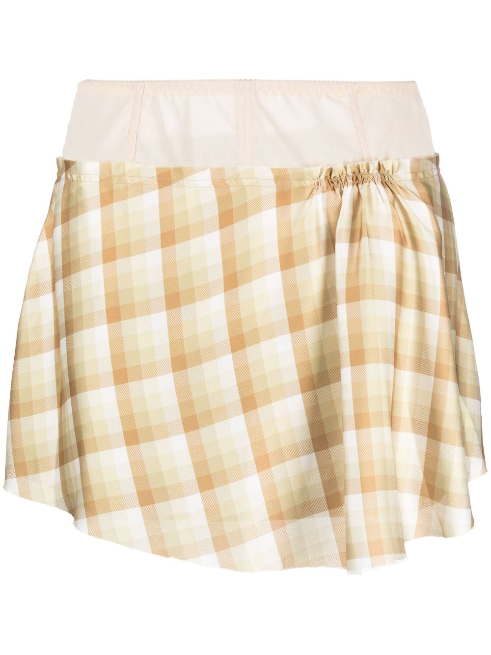 Juneyen plaid-pattern panelled skirt
