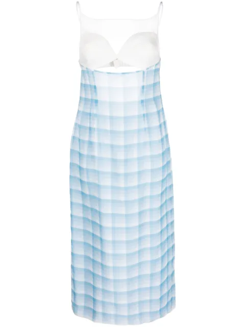 Juneyen check-print panelled midi-dress