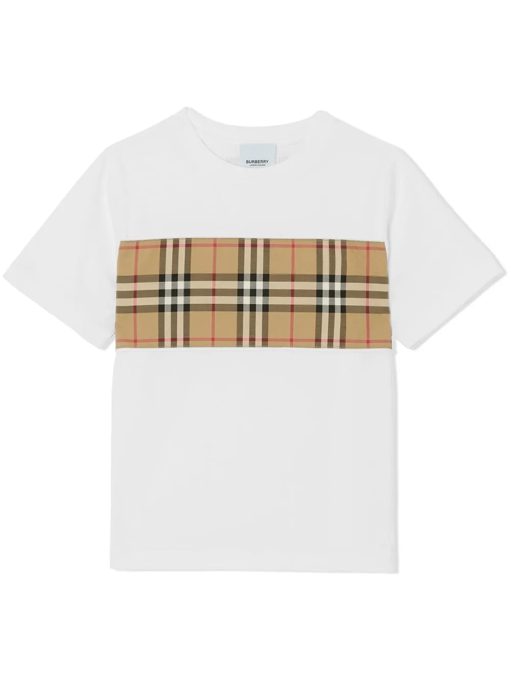 ＜Farfetch＞ Burberry Kids Vintage Check-panelled cotton T-shirt - ホワイト