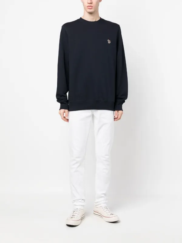 スウェット・トレーナー [PS PAUL SMITH] Zebra Patch Crewneck Sweatshirt PS Paul Smith Zebra-patch Organic Cotton Sweatshirt | Blue