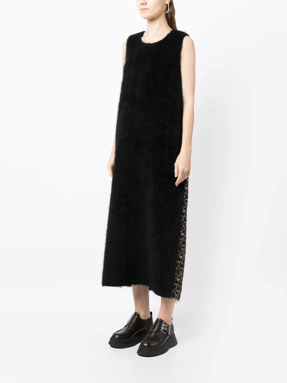 UMA WANG PANELLED WOOL MIDI DRESS