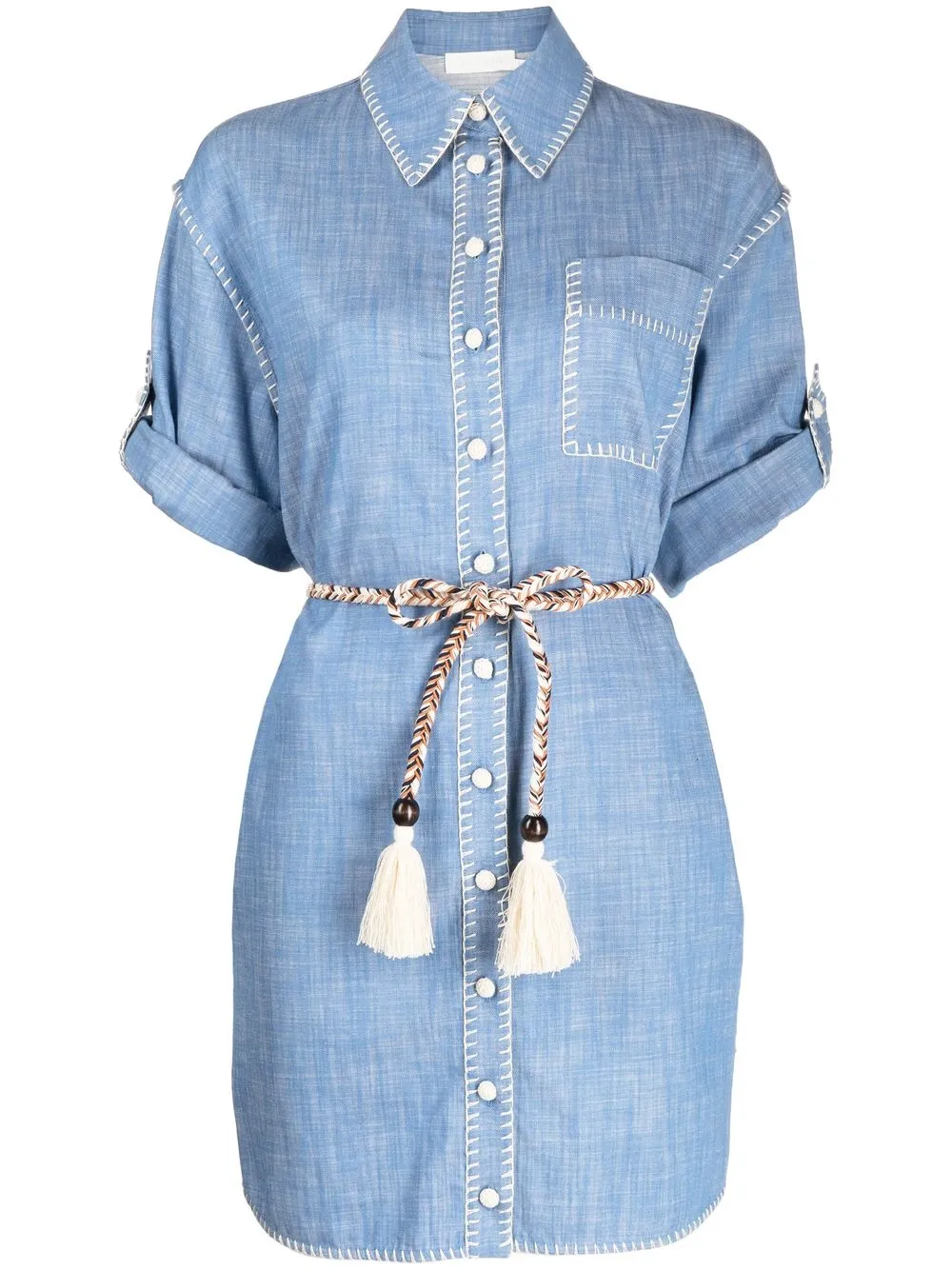 ＜Farfetch＞ ZIMMERMANN Laurel mini shirt dress - ブルー