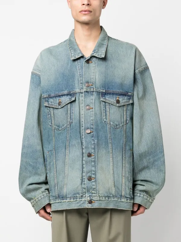 Balenciaga logo-print Oversize Denim Jacket - Farfetch