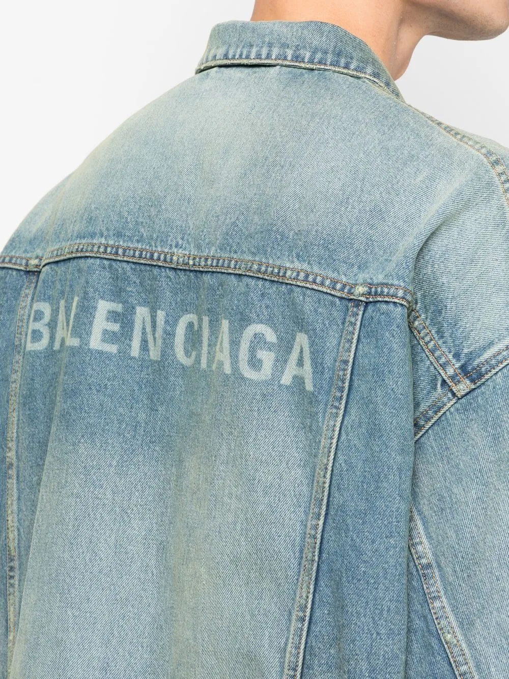 logo-print oversize denim jacket