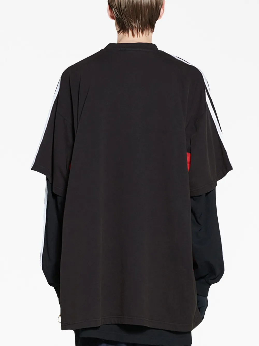 Balenciaga T-shirt met colourblocking 1003 -BLACK RED WHITE