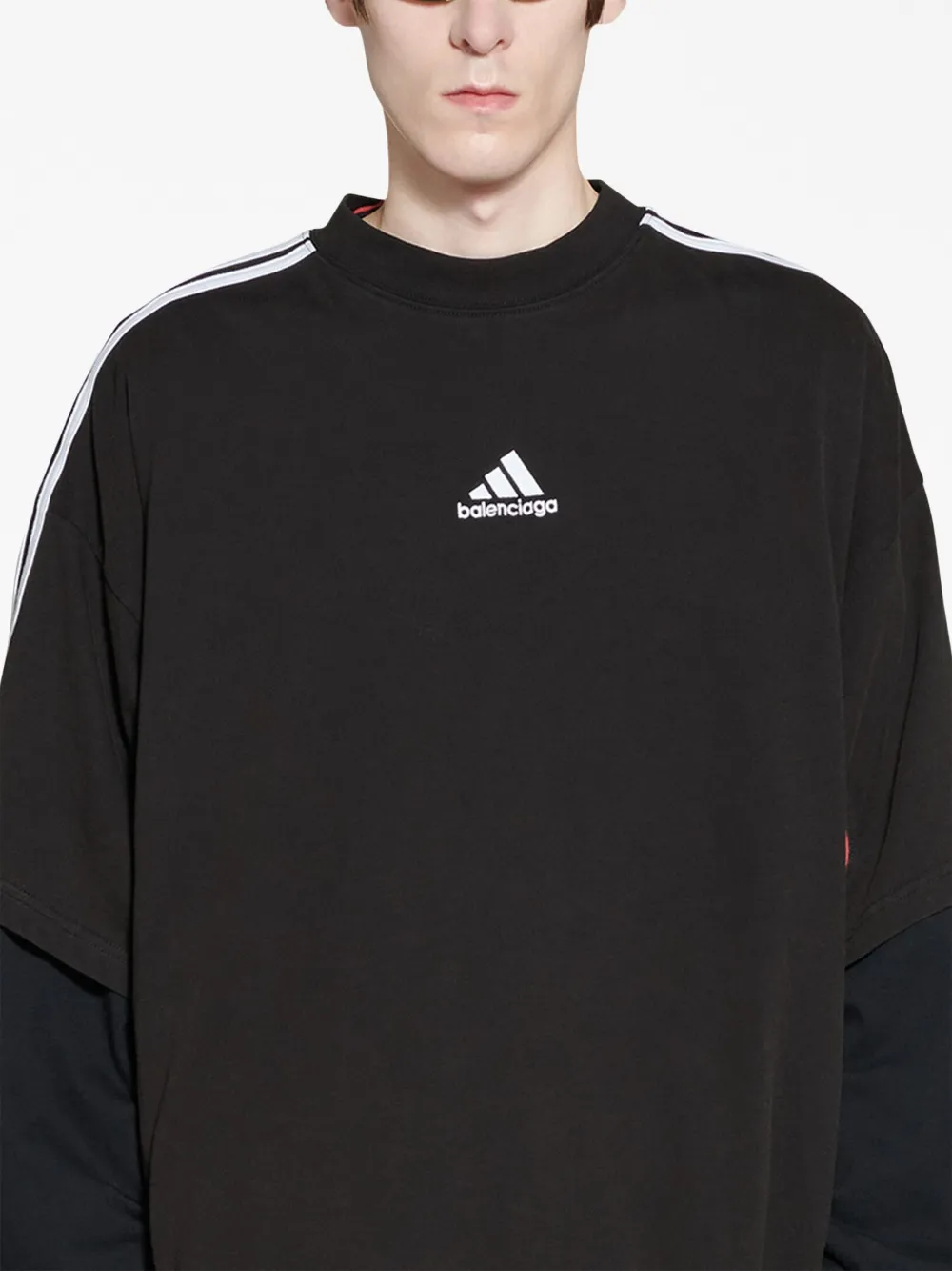 Balenciaga T-shirt met colourblocking 1003 -BLACK RED WHITE