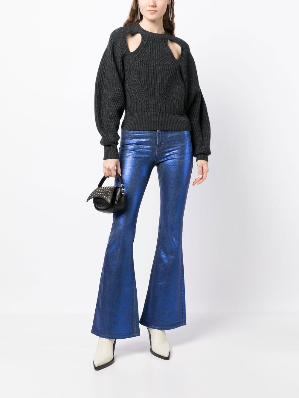 Shop Madison.maison Metallic Flared Slim-cut Jeans In Blue