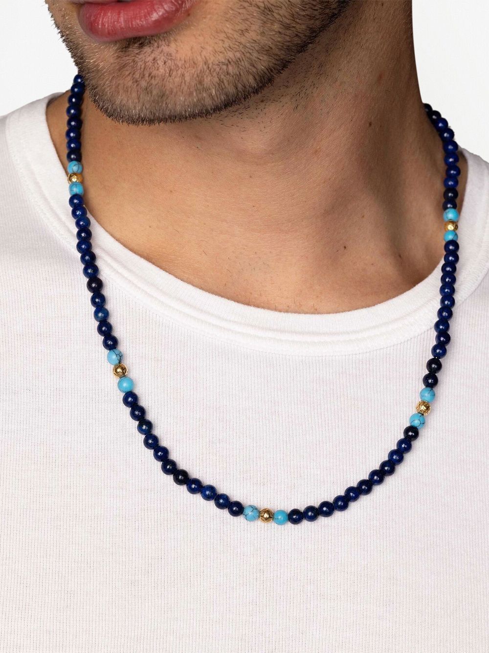 Nialaya Jewelry Kralenhalsketting met edelstenen - Blauw