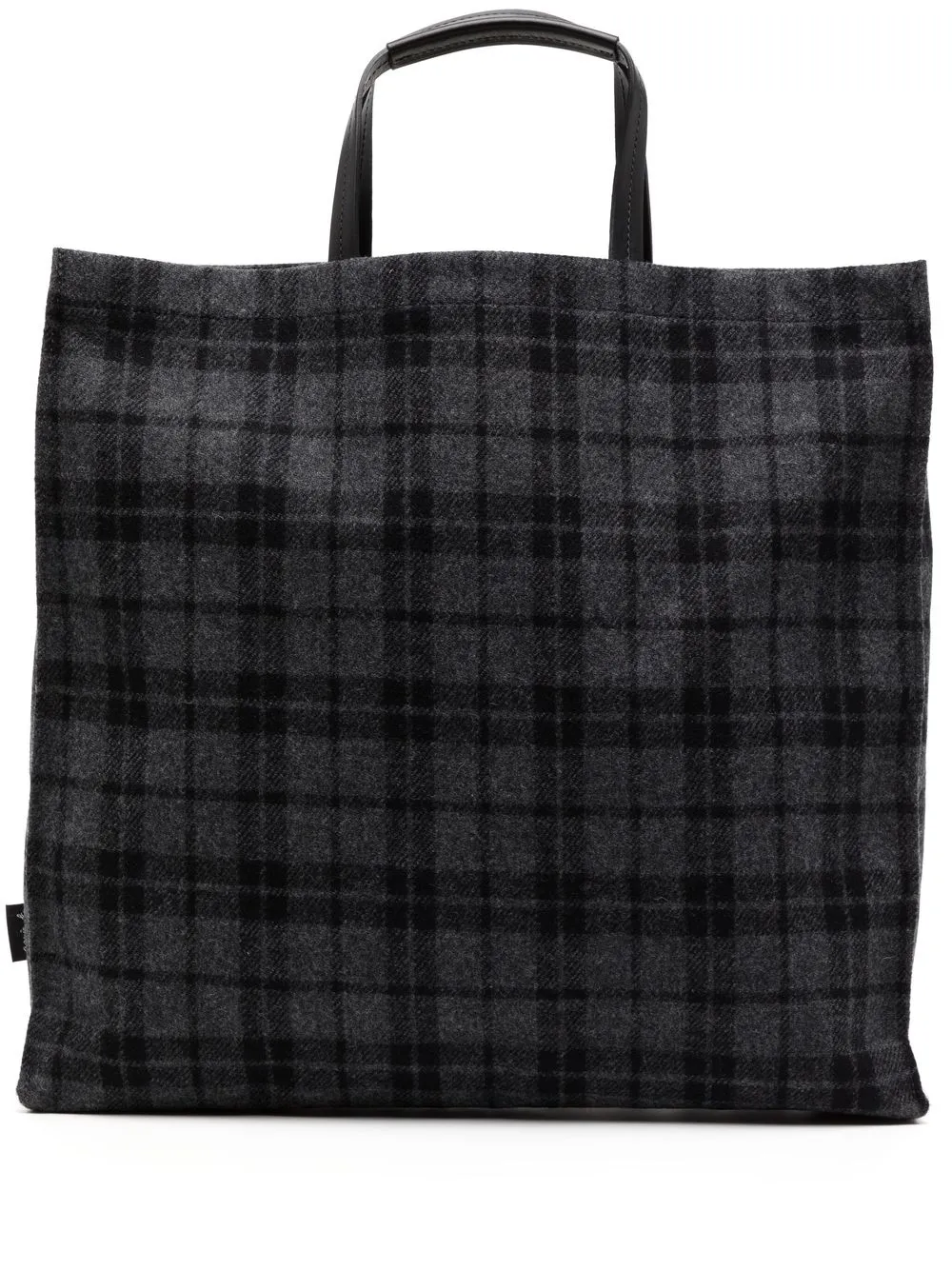 

agnès b. plaid pattern shopper tote bag - Black