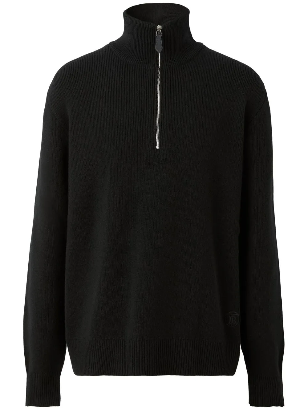 

Burberry logo-embroidered half-zip cashmere jumper - Black