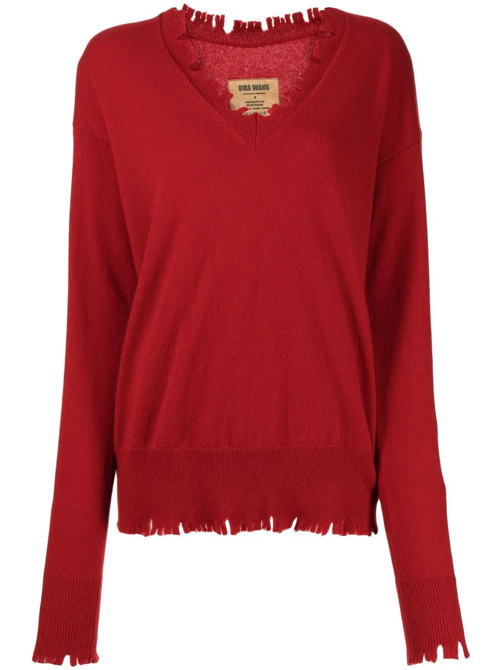 

Uma Wang distressed-hem cashmere jumper - Red