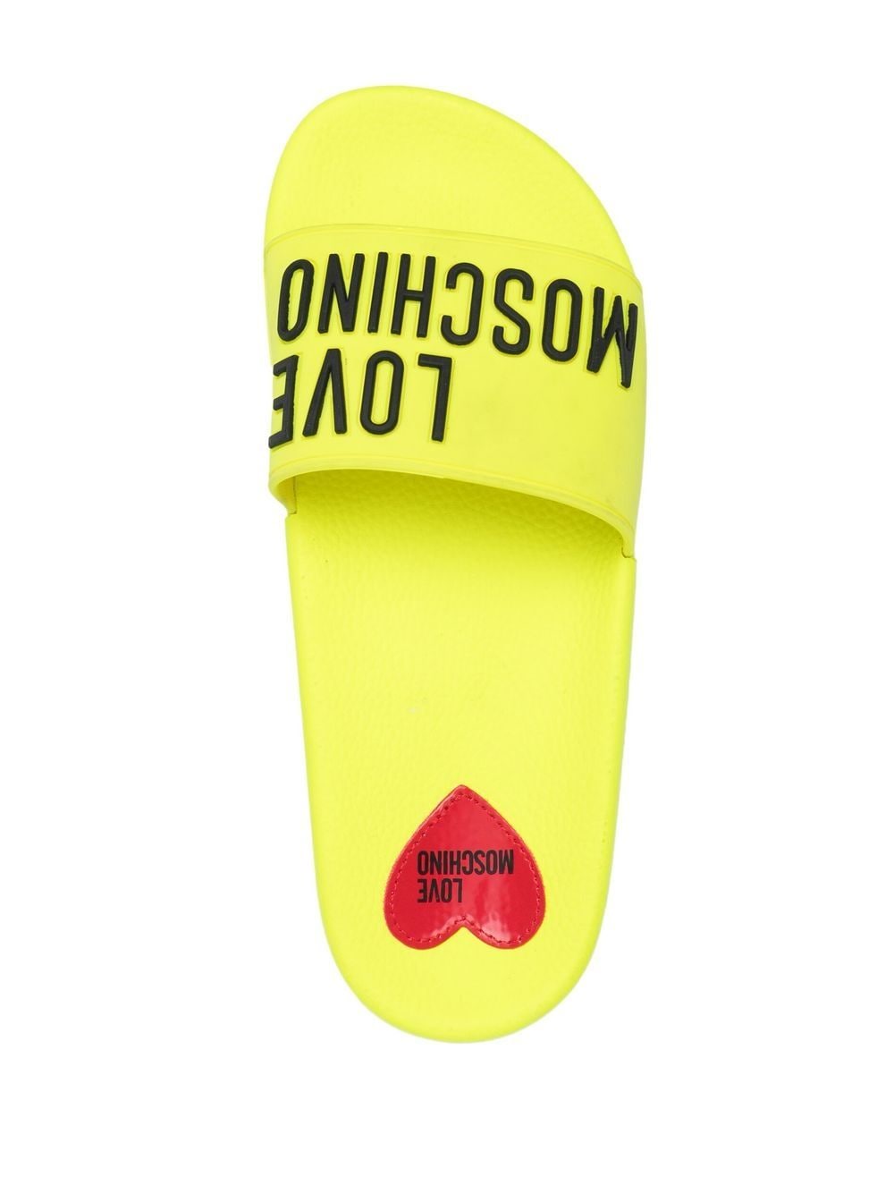 Shop Love Moschino Logo-embossed Slides In Yellow