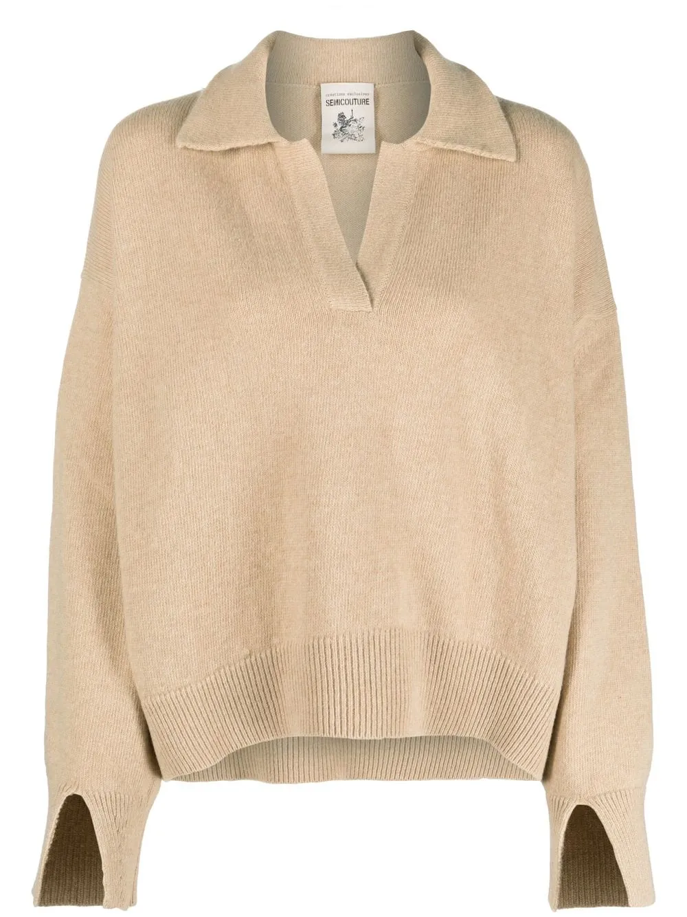 

Semicouture split-cuff knitted jumper - Neutrals