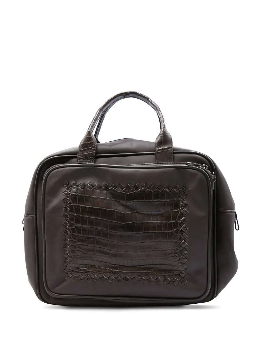 

Bottega Veneta Pre-Owned crocodile-effect laptop handbag - Brown