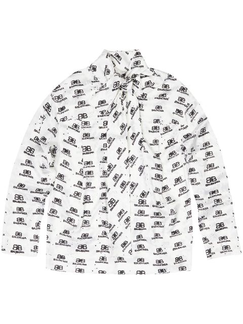 Balenciaga logo-print silk blouse Women