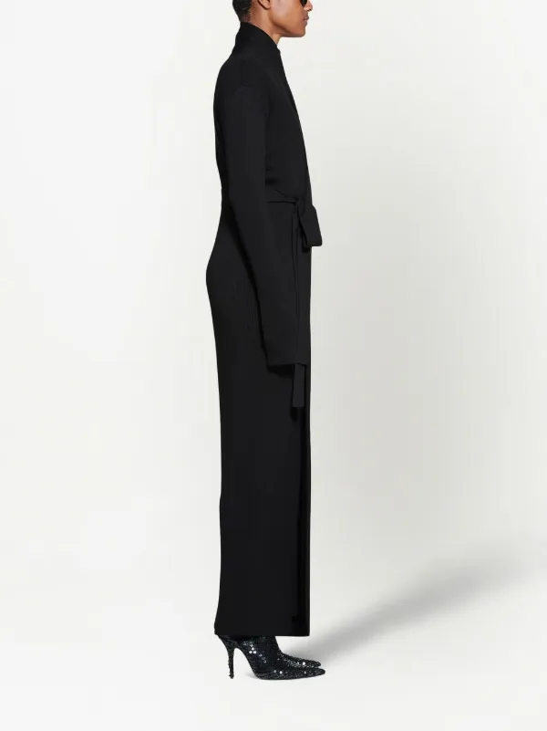 Balenciaga ribbed-knit Silk Wrap Dress | Black | FARFETCH